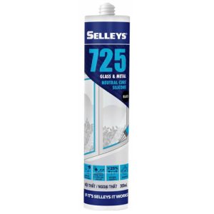 Keo silicone màu trắng S725 trung tính cho kính và kim loại 300ML Selleys 725